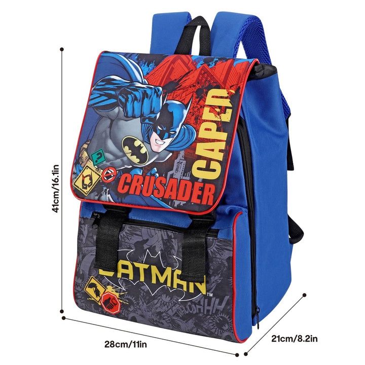 Batman Backpackk square flap for boys with lunch bag
