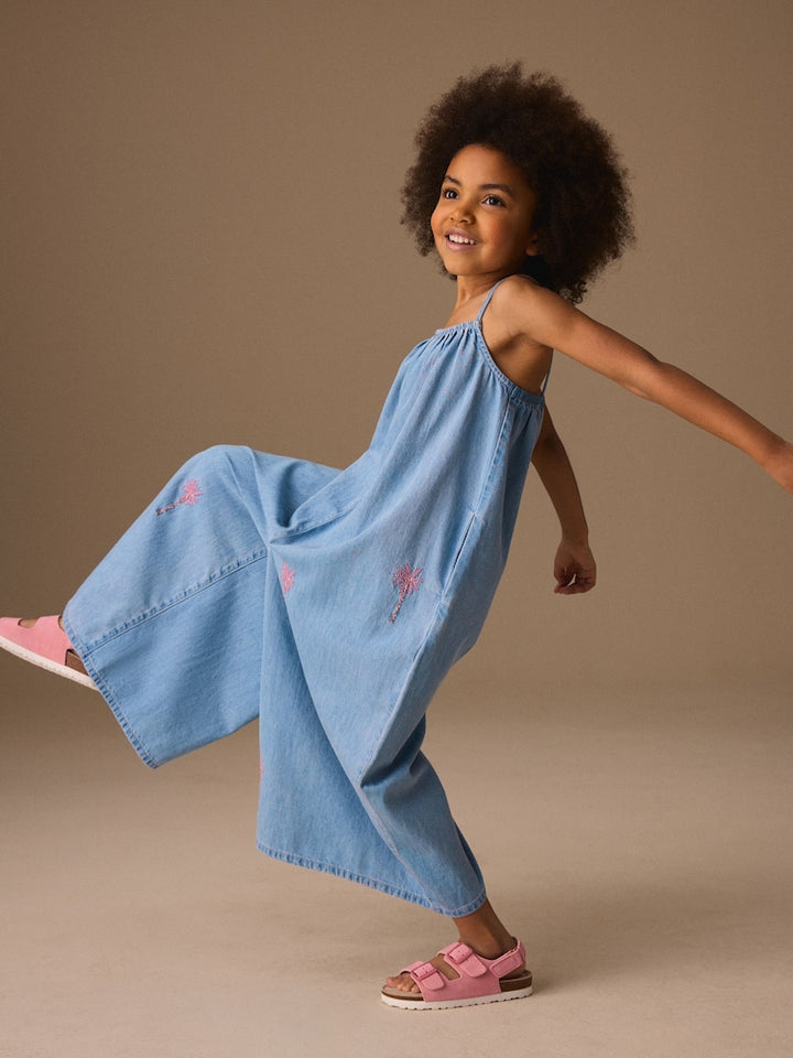 Denim Strappy playsuit for girls