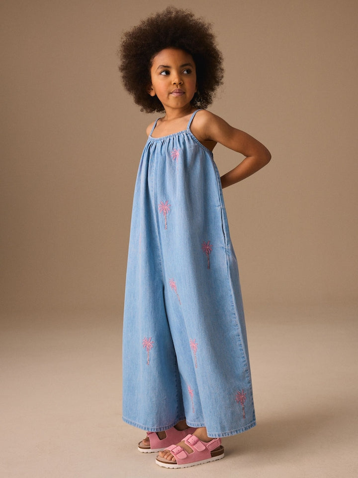 Denim Strappy playsuit for girls