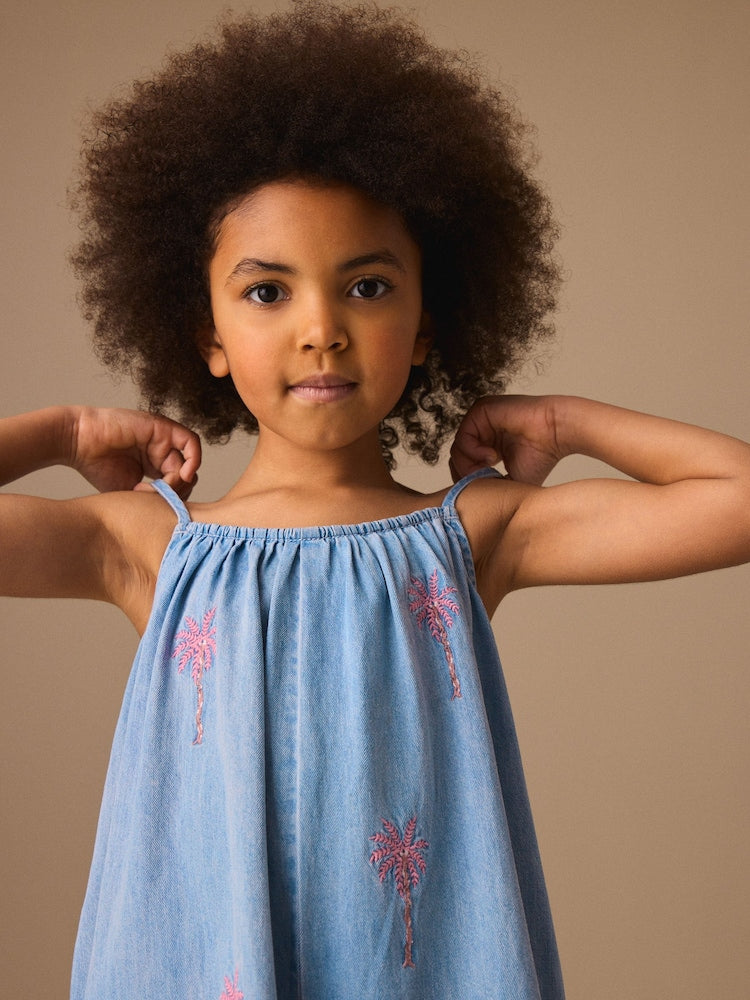 Denim Strappy playsuit for girls