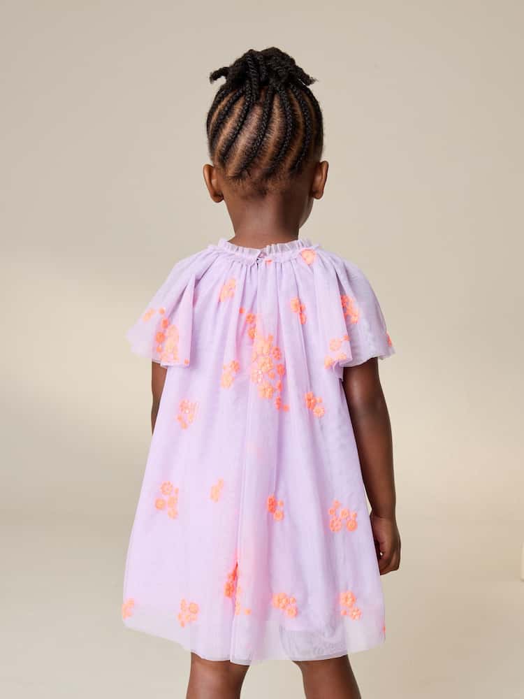 Next Angel sleeve mesh girls dress