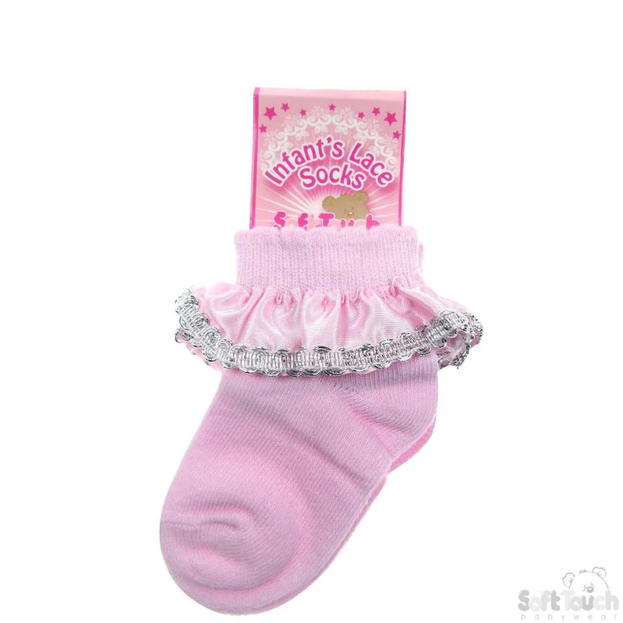 Infants lace socks in pink