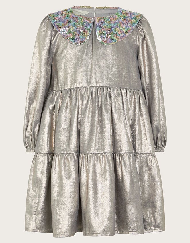 Monsoon shimmer collar dress in gray