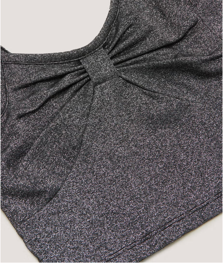 Girls black glitter one shoulder top