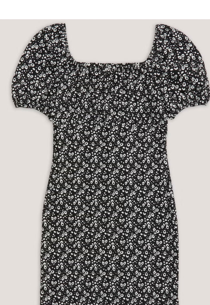 Candy couture black floral frill hem short dress