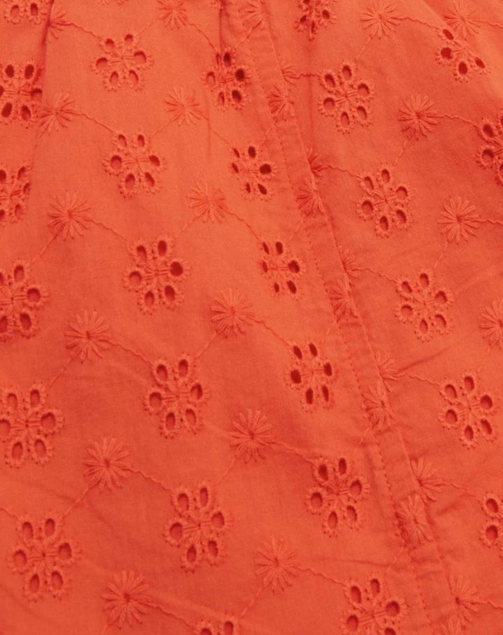 Girls broderie orange shorts