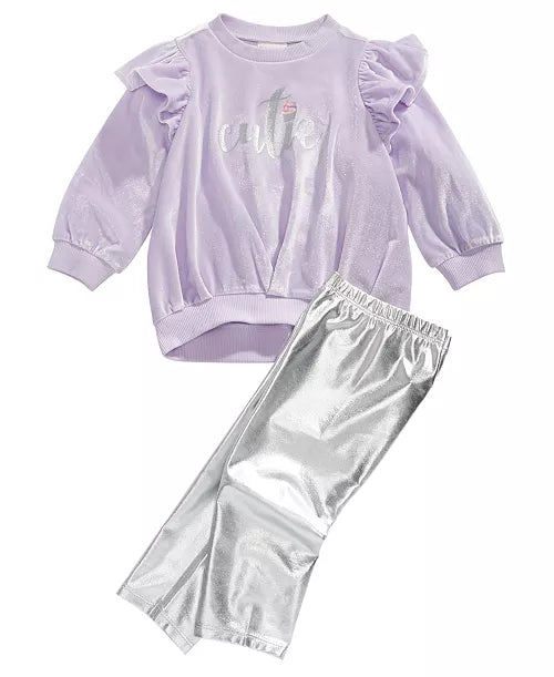 First impressions 2pcs glitter velouur tunic pant set