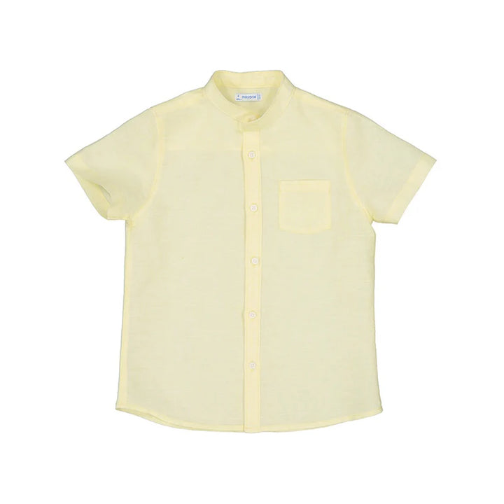 Boys premium linen shirt in cream yellow color