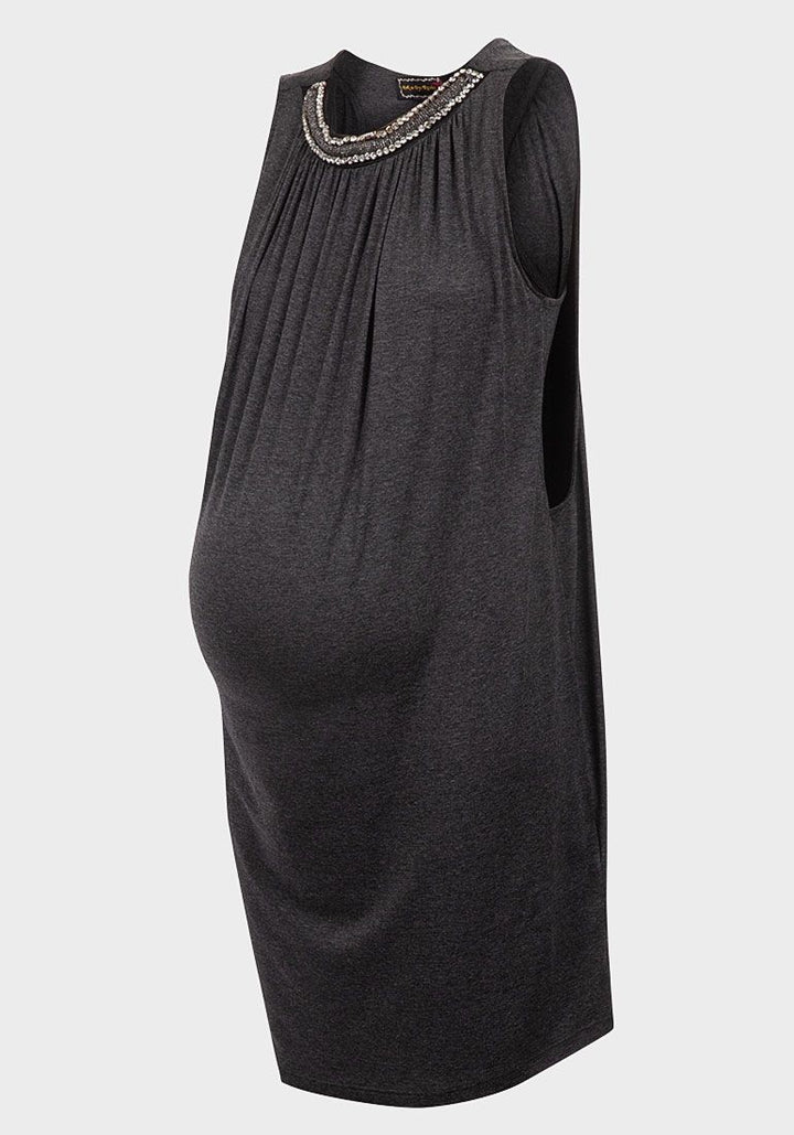 ROCK-A-BYE Maternity sleeveless dress in charcoal