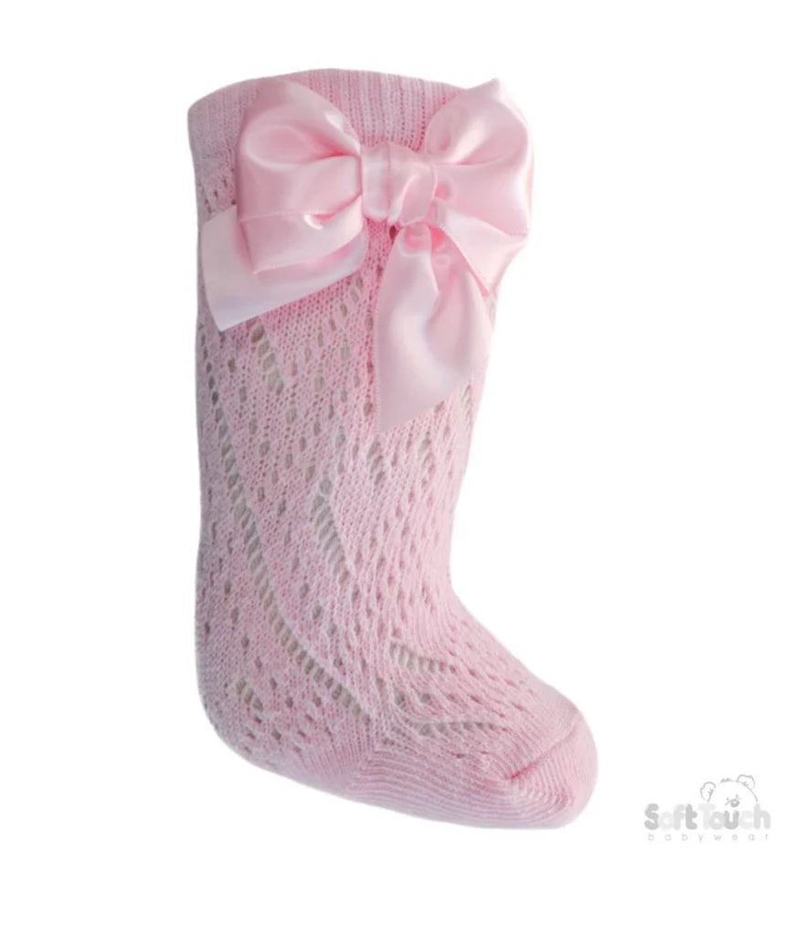 Pink pelerine knee high socks with bow