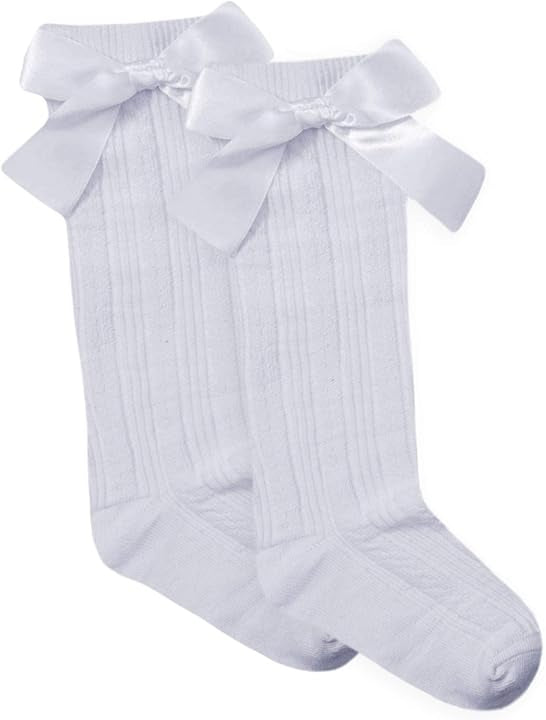 Cottonique with bow long socks white