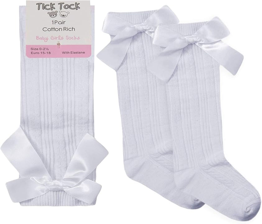 Cottonique with bow long socks white