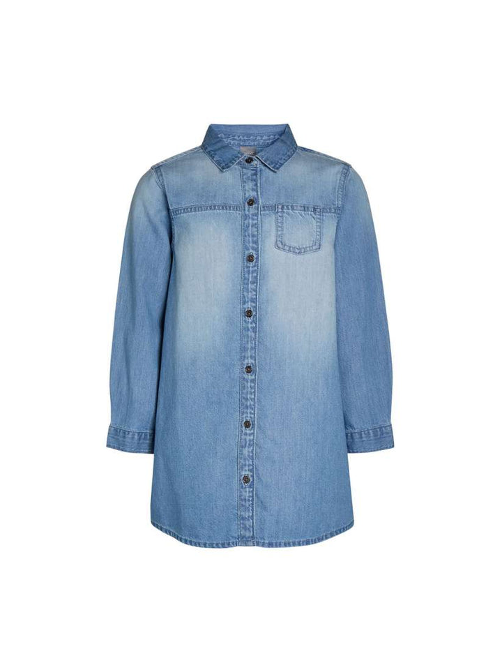 Denim shirt dress for girls