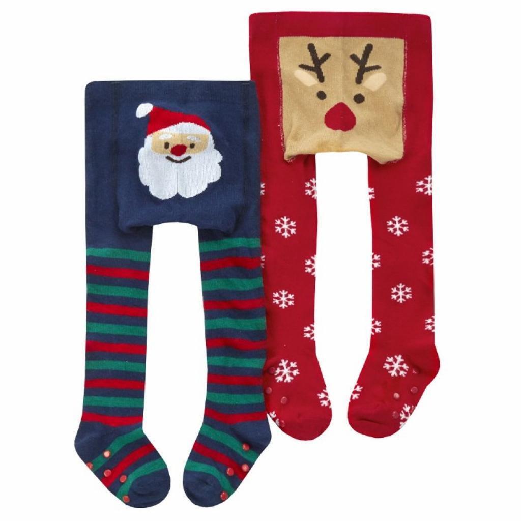 Chrismas themed tights with reindeer face