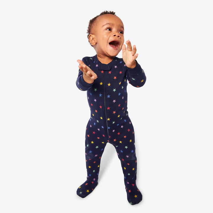 Primary sleepsuit in navy mini star