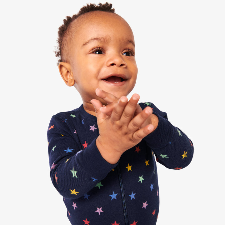 Primary sleepsuit in navy mini star