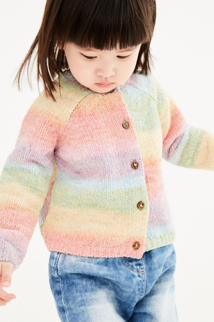 Next Girls colorful super soft chenille cardigan