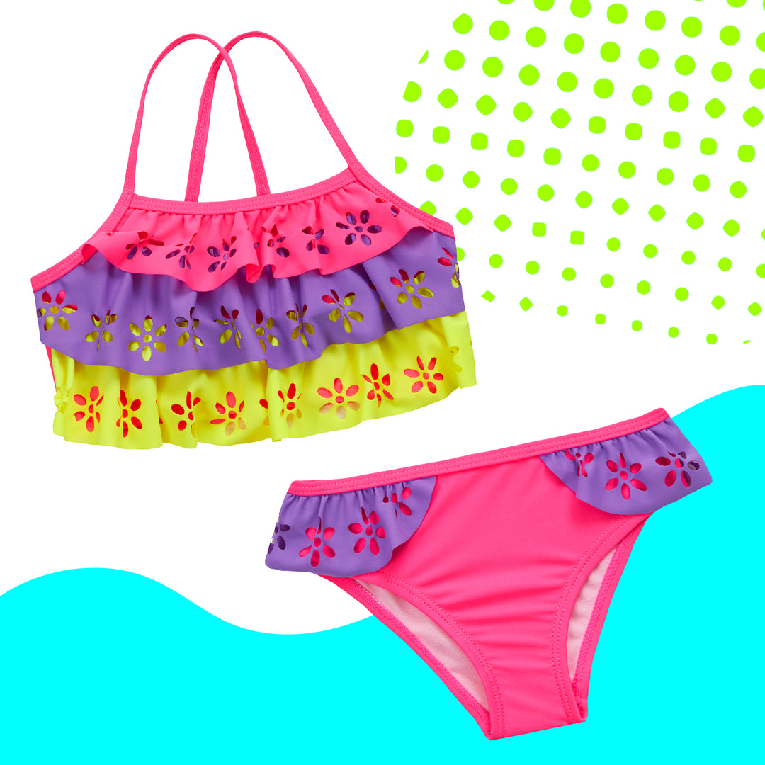 Red Melon laser cut bikini 2pcs girls