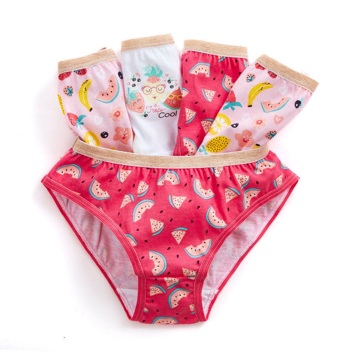 Girls novelty 5pcs underwear in pink