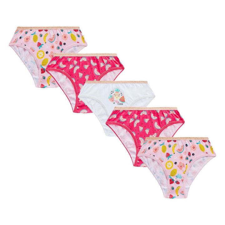 Girls novelty 5pcs underwear in pink