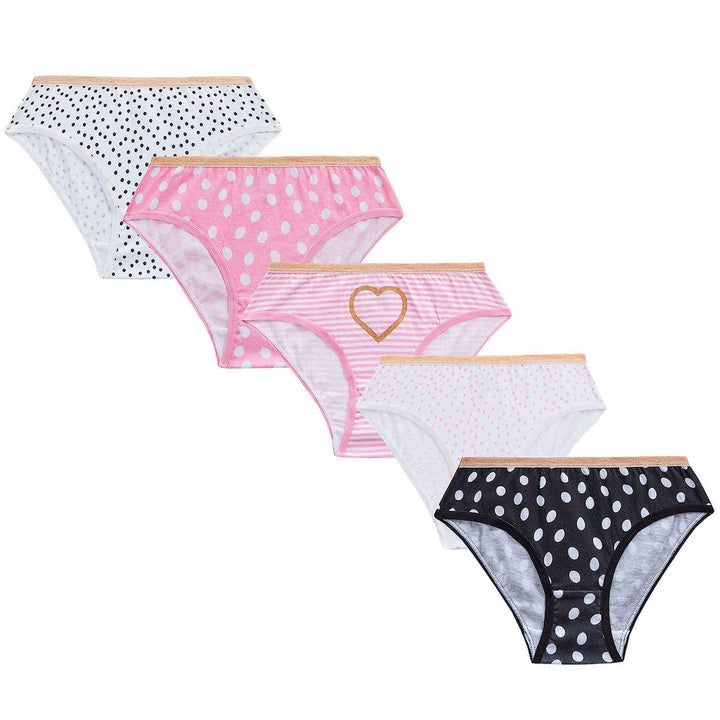 Girls novelty 5pcs underwear in polka dot