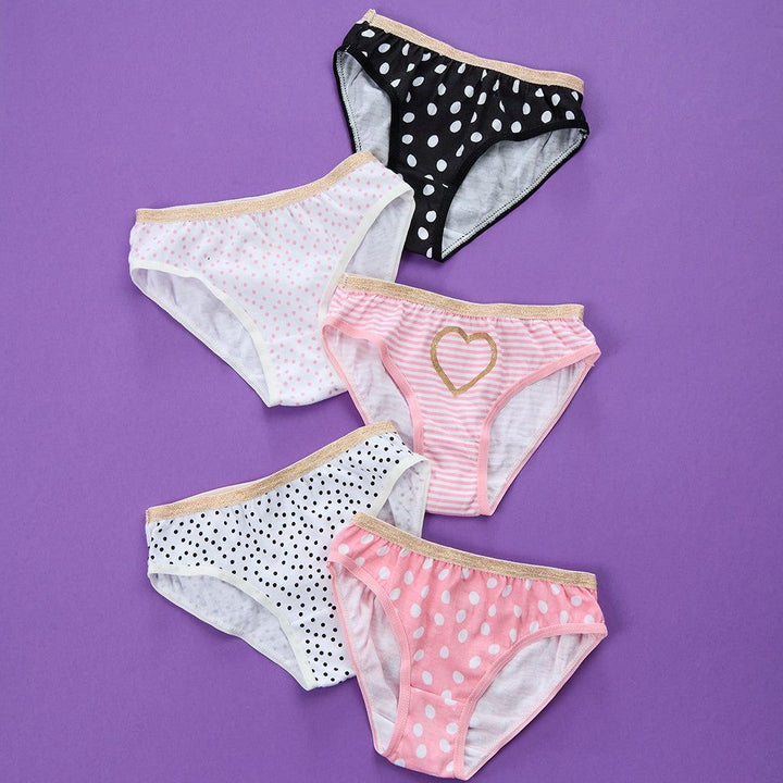 Girls novelty 5pcs underwear in polka dot