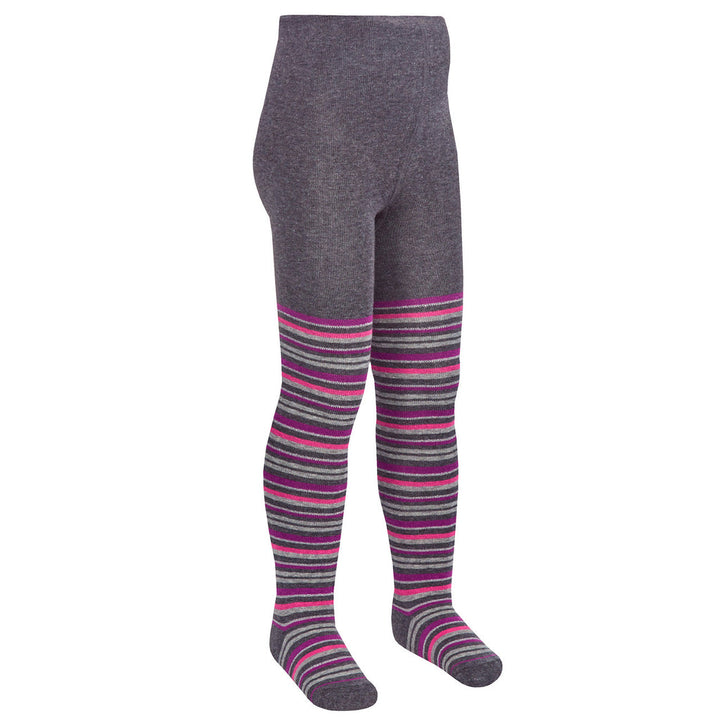 Girls novelty design tights with grey colorful stripes