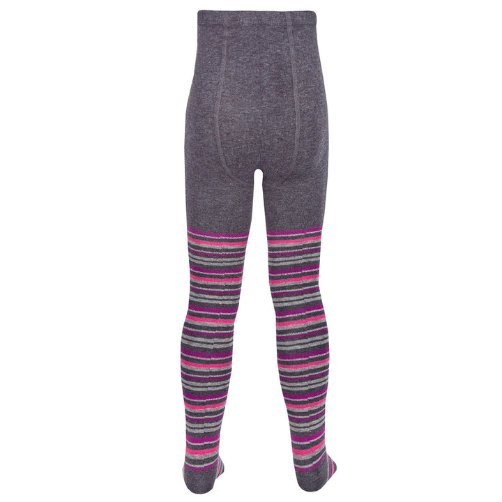 Girls novelty design tights with grey colorful stripes