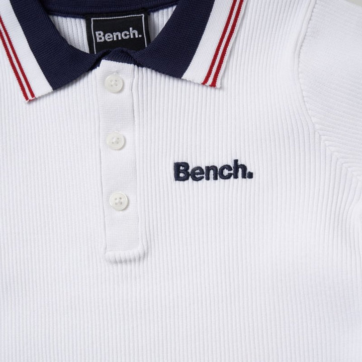 BENCH boys white knit polo and blue shorts