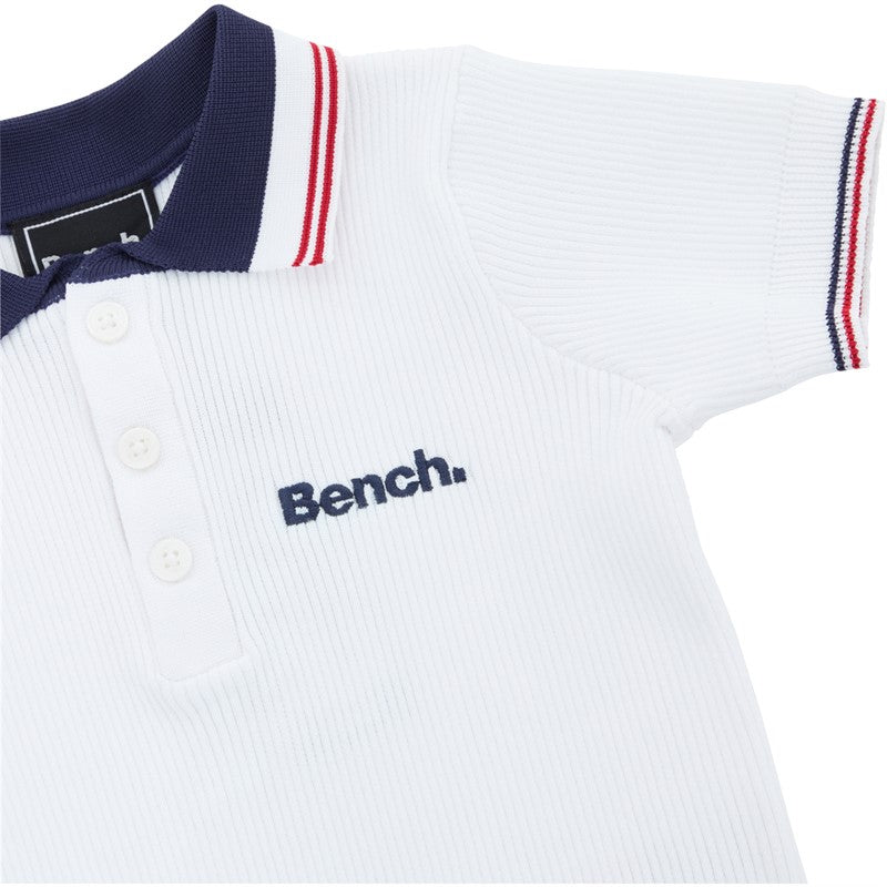 BENCH boys white knit polo and blue shorts