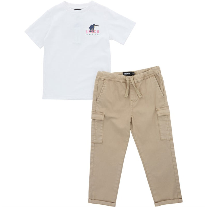 BENCH boys t-shirt white and cargo pants