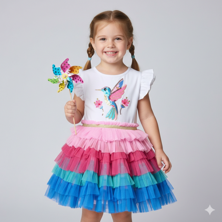 Miss Sequin Hummingbird Tutu Dress