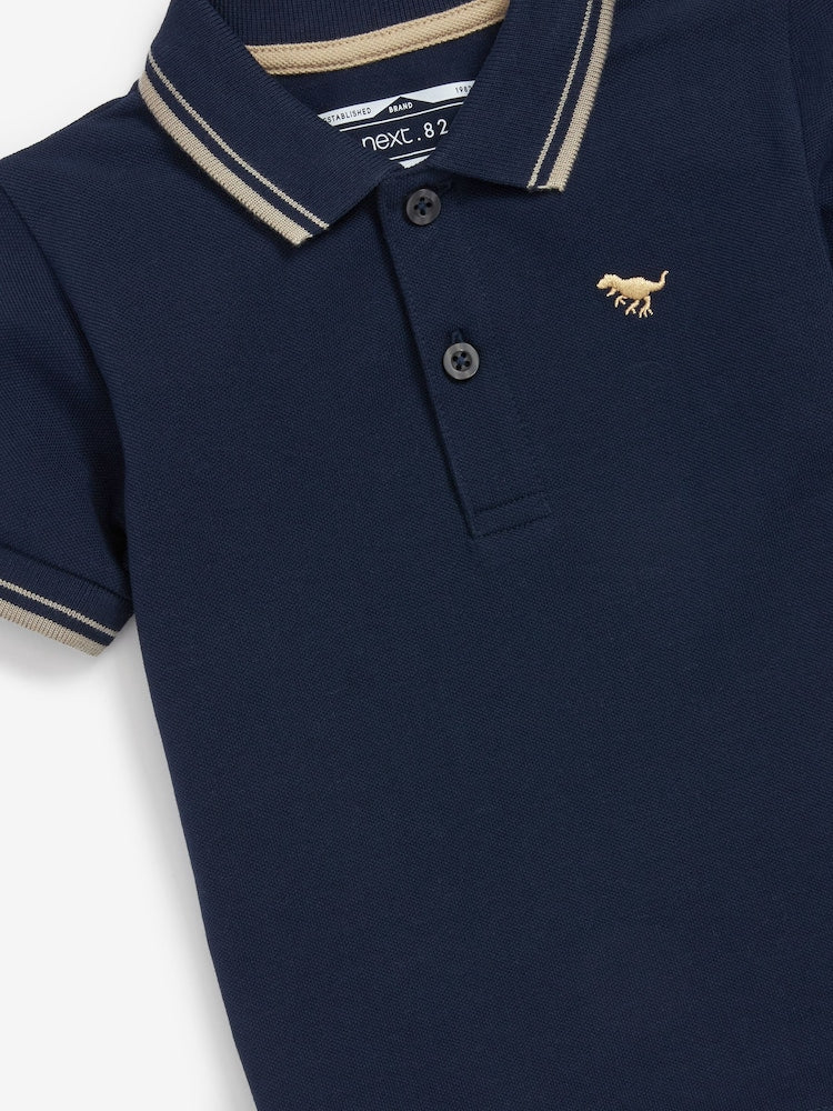NEXT navy tipped short sleeve polo shirt