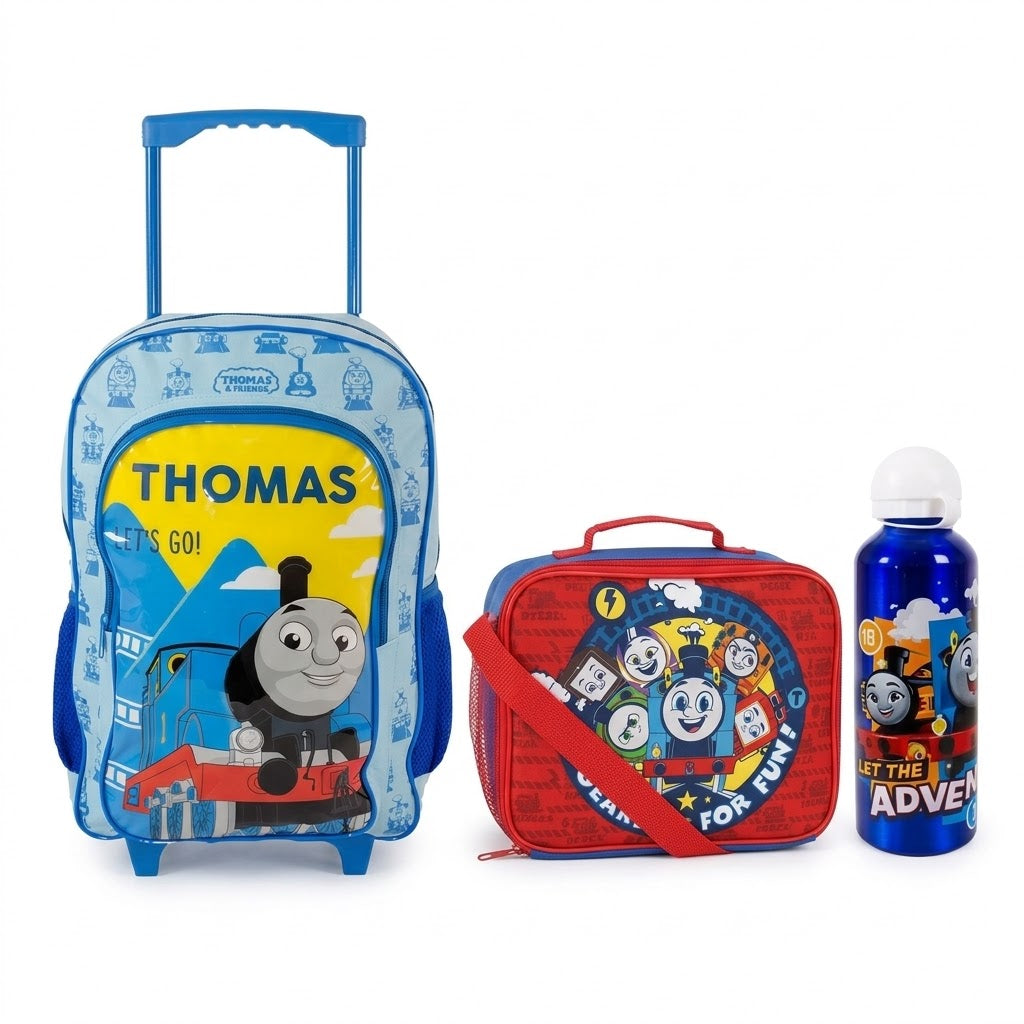 Thomas on the GO trolley backpack set with bottle