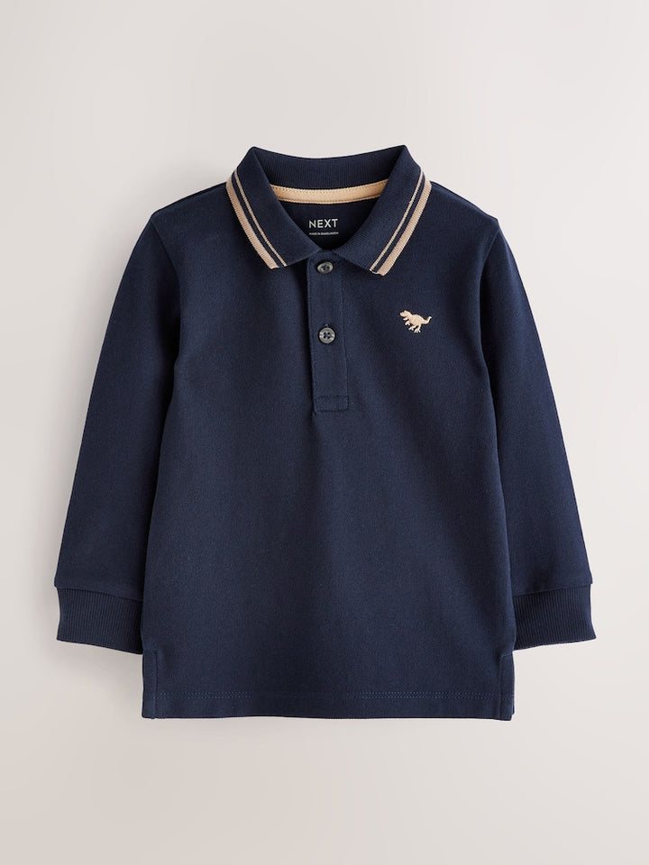 NEXT navy blue tipped long sleeve polo shirt