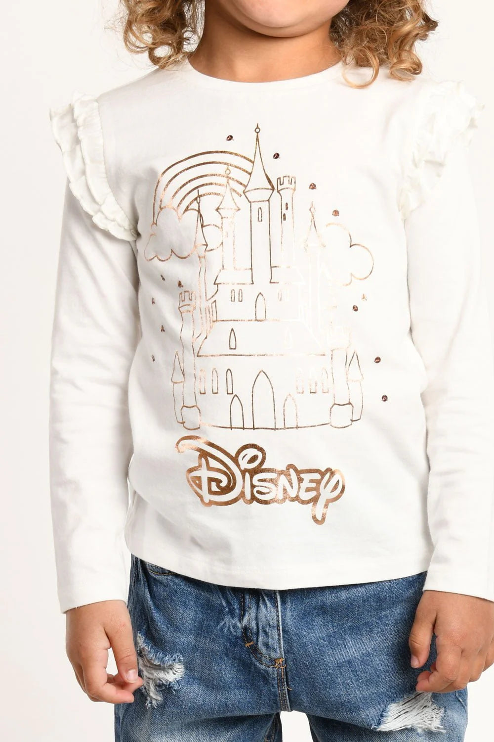 Disney Princess girls castle long sleeve top with frill detail